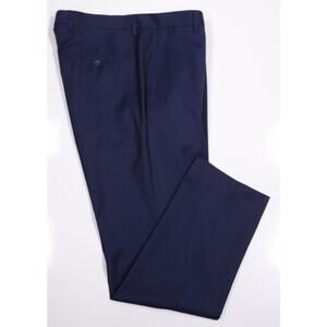 Hugo Boss Mens Huge/Genius Royal Blue Iridescent Wool Slim Fit Dress Pants 34x30
